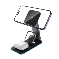 شاحن روك روز 3 في 1 المغناطيسي اللاسلكي قابل للطي | RockRose 3 in 1 Foldable Wireless MAGSAFE Charging Stand
