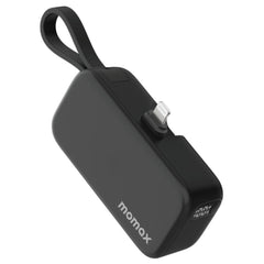 باور بانك موماكس 1-بور ميني بسعة 5000 مللي امبير مع وصلة لايتننغ مدمجة | Momax 1-Power Mini, 5000mAh Portable Battery Pack with Built-in Foldable Lightning Connector