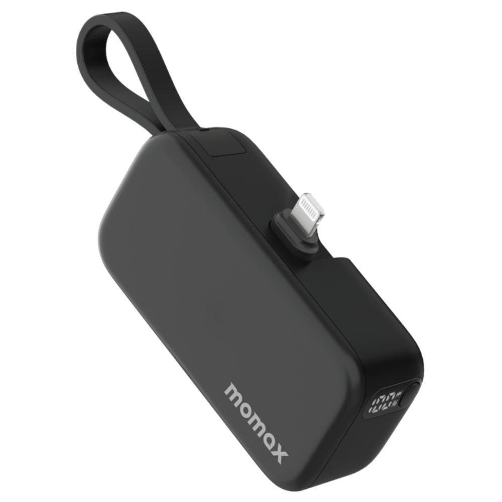 باور بانك موماكس 1-بور ميني بسعة 5000 مللي امبير مع وصلة لايتننغ مدمجة | Momax 1-Power Mini, 5000mAh Portable Battery Pack with Built-in Foldable Lightning Connector