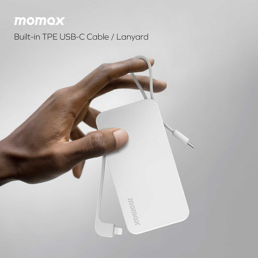 باور بانك موماكس +Power Vital بسعة 10,000 مللي امبير مع كيبل تايب سي و لايتتنغ مدمجين | Momax Power Vital+ 10000mAh Battery Pack with Built-in USB-C and Lightning Cables