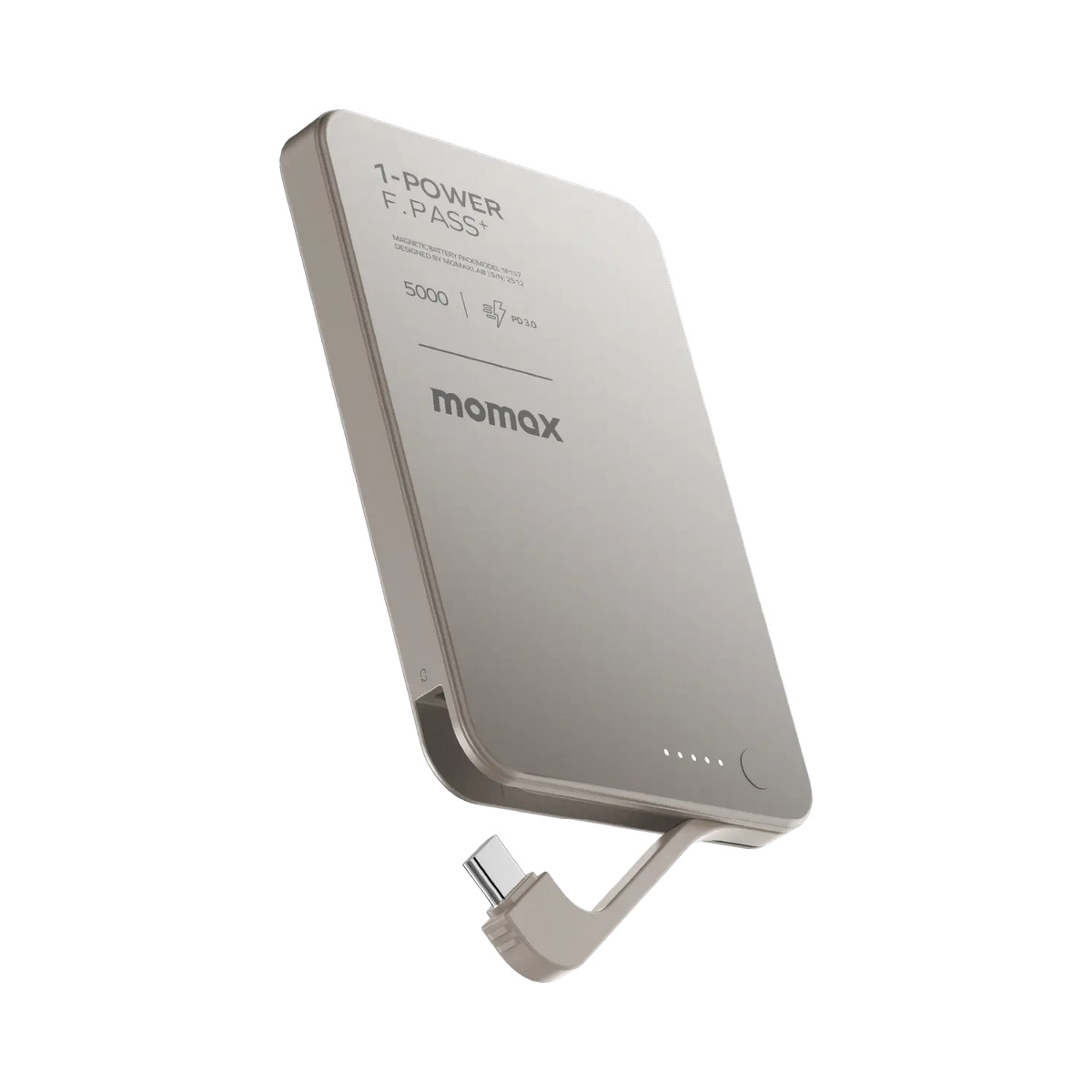 Momax 1-Power F.Pass+ 5000mAh Magnetic Power Bank Titanium - Front
