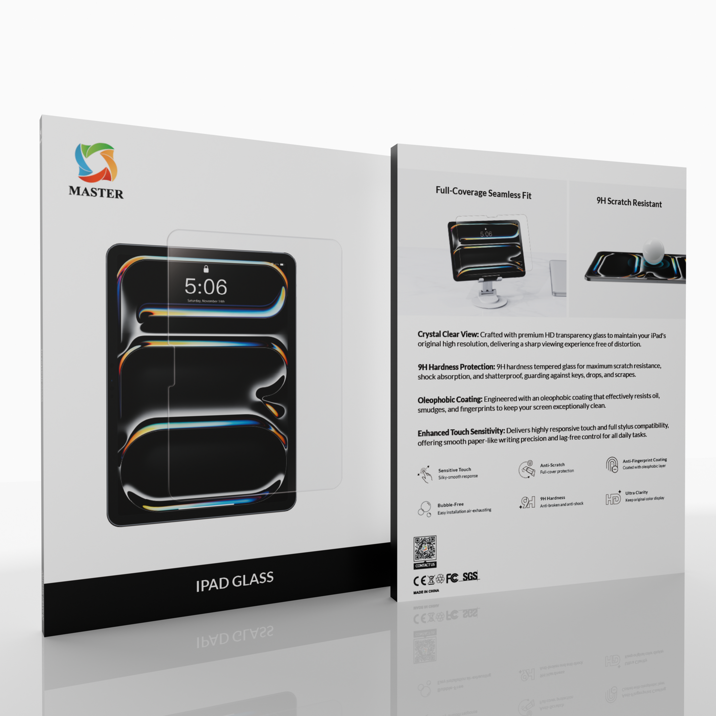 Master iPad Glass Screen Protector Clear for iPad Pro 13″ (2025 / 2024) | واقي شاشة زجاجي ماستر شفاف لآيباد برو 13 بوصة (2025 / 2024)