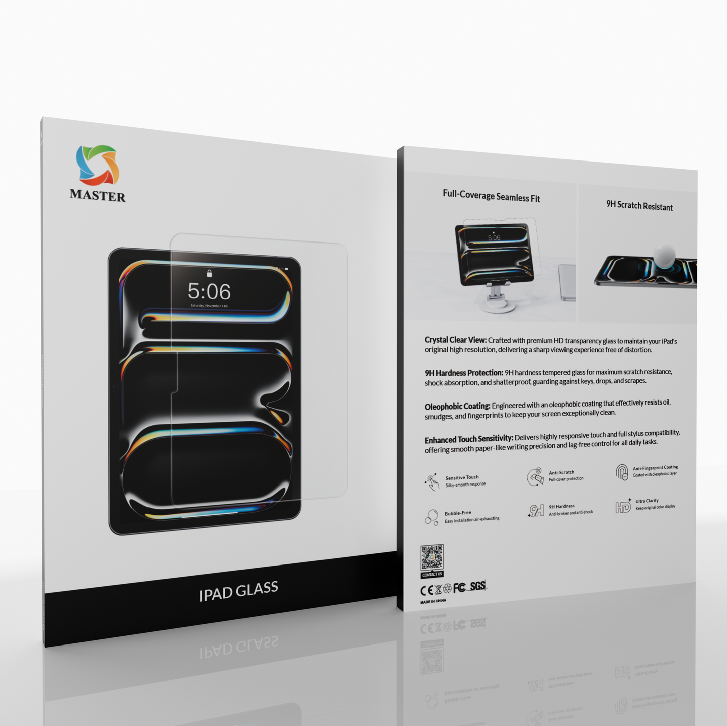 Master iPad Glass Screen Protector Clear for iPad Air 13″ (2025 / 2024) | واقي شاشة زجاجي ماستر شفاف لآيباد إير 13 بوصة (2025 / 2024)