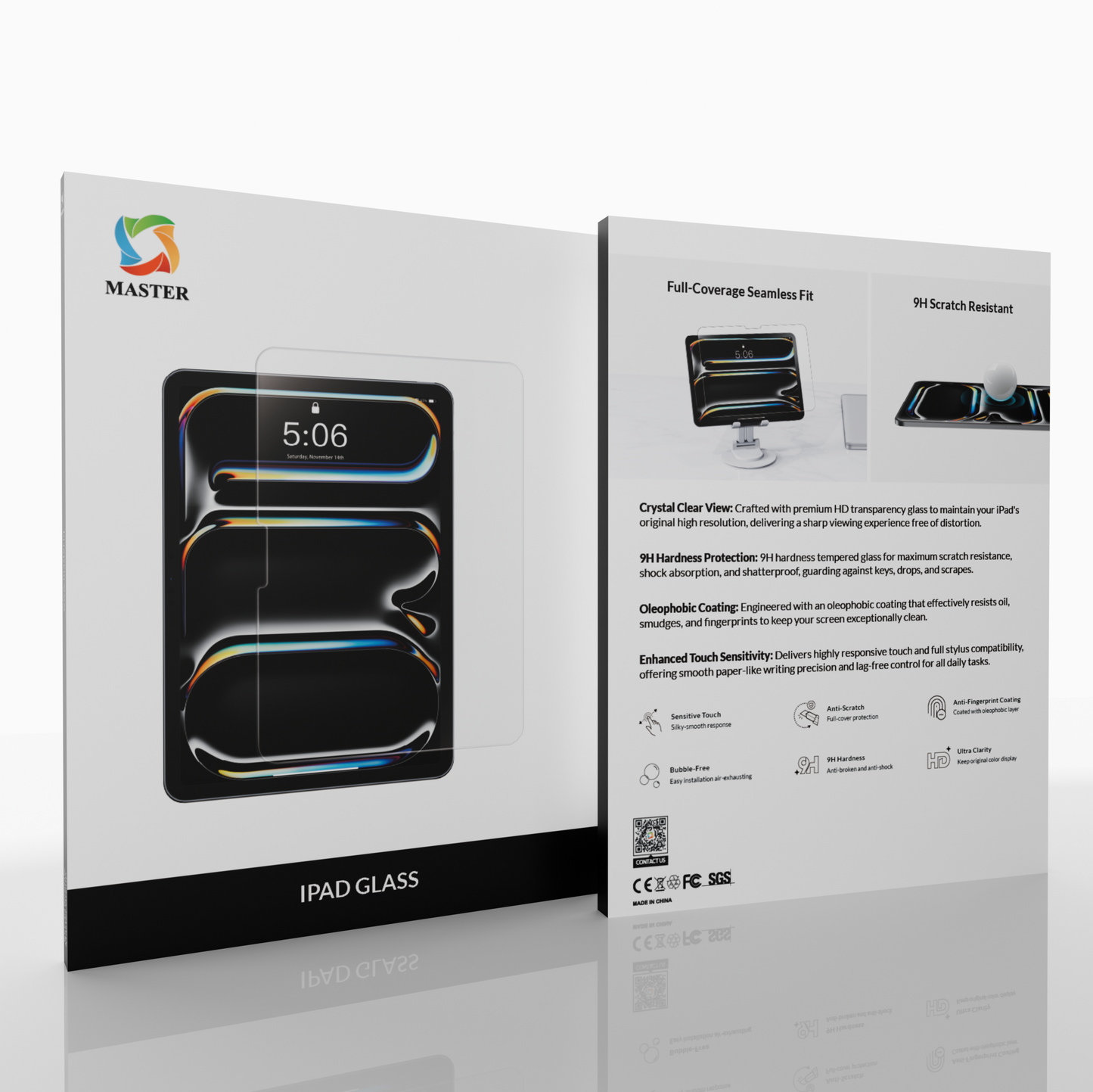 Master iPad Glass Screen Protector Clear for iPad (A16) | واقي شاشة زجاجي ماستر شفاف لآيباد (A16)