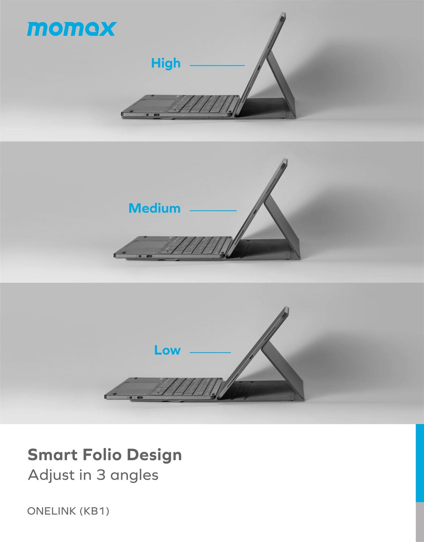 لوحة مفاتيح موماكس ONELINK بلوتوث لاسلكية مع ستاند مدمج | Momax ONELINK Wireless Bluetooth Keyboard with Integrated Stand