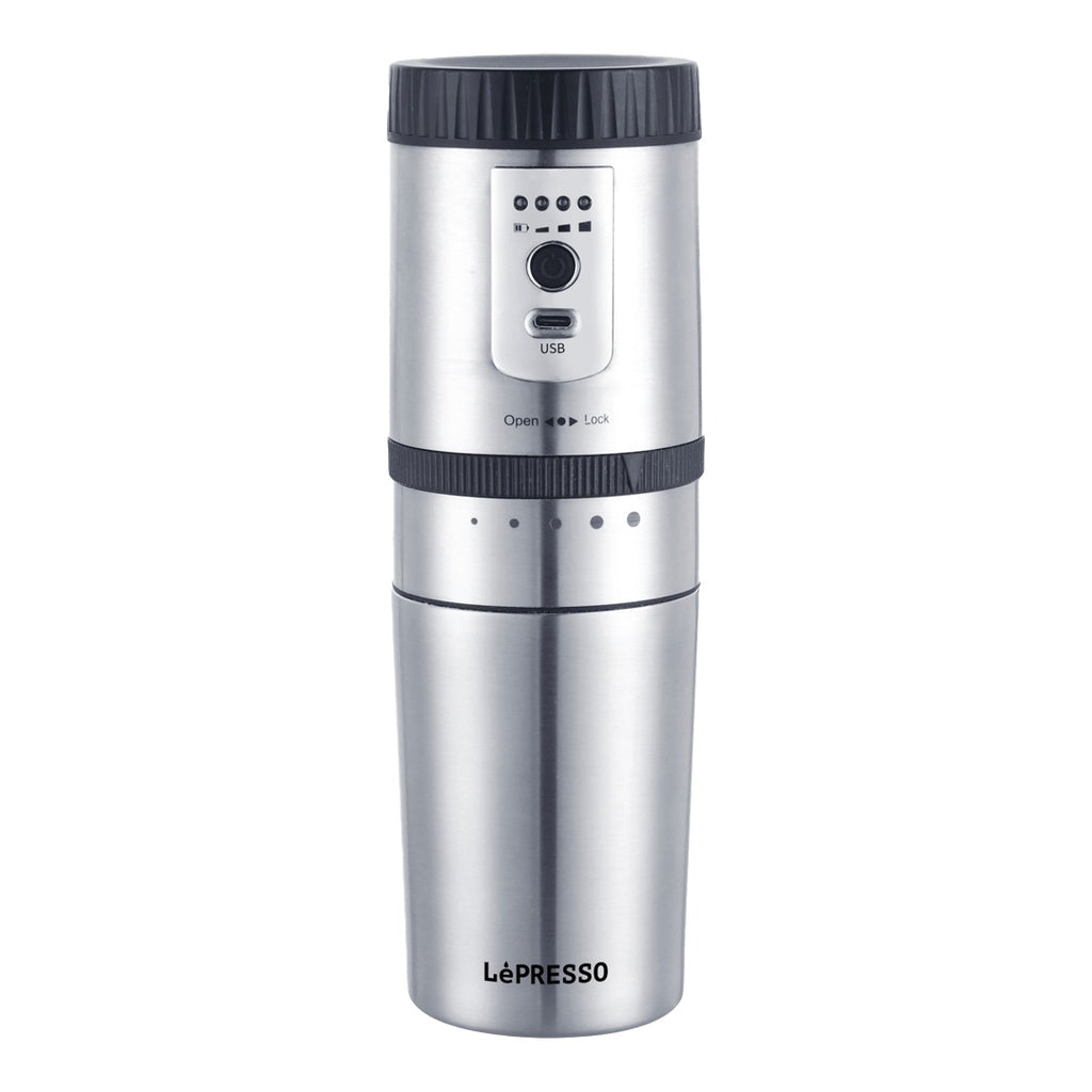 ماكينة ليبريسو المحمولة لطحن وتحضير القهوة مع كوب من الستانلس ستيل | Lepresso Portable Mini Grinding and Coffee Maker With Stainless Steel Mug