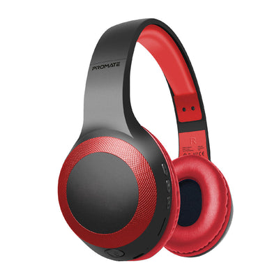 Promate LaBoca Deep Bass Wireless Headphones 200mAh Red-Front