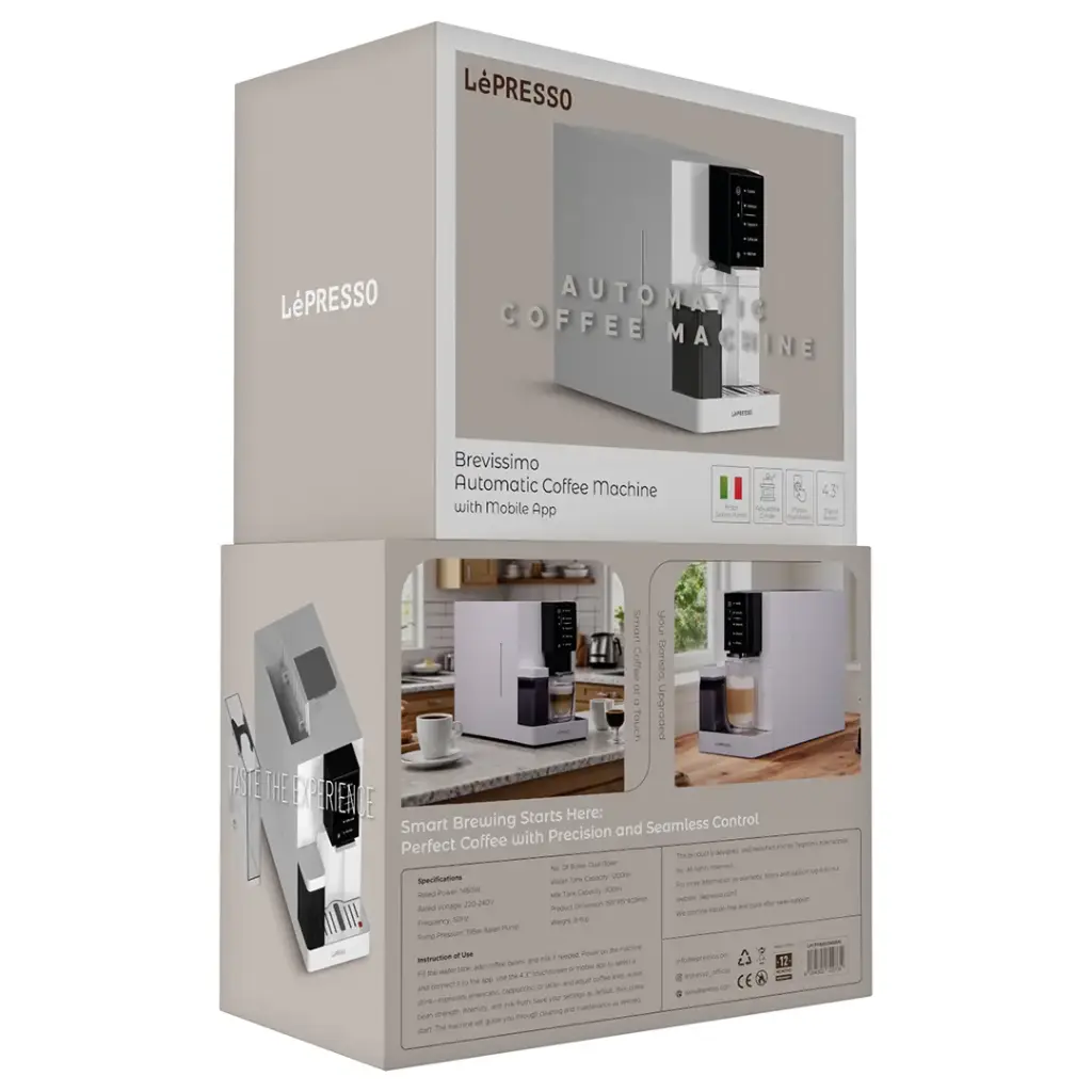 ماكينة ليبريسو بريفيسيمو الأوتوماتيكية بتطبيق الجوال - أبيض | Lepresso Brevissimo Automatic Coffee Machine with Mobile App - White