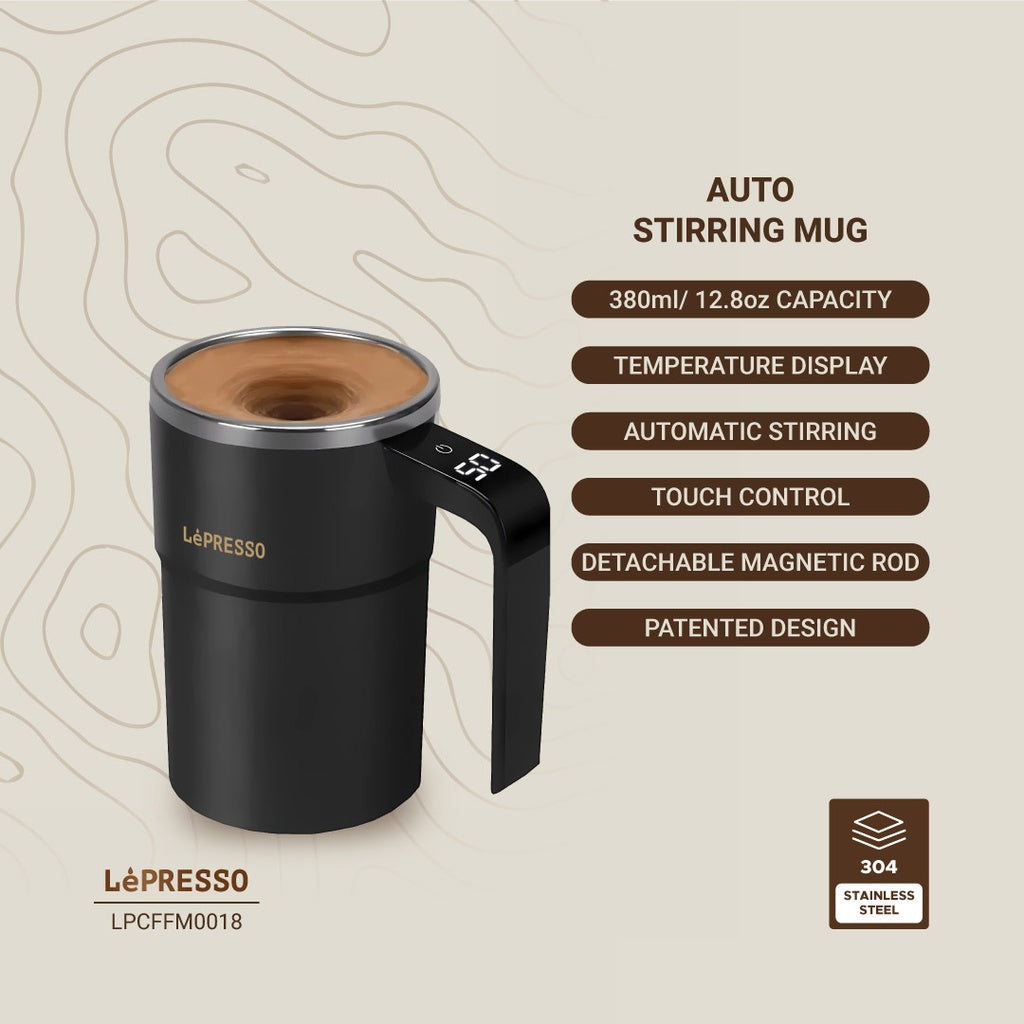 كوب التحريك التلقائي ستيرماجيك من ليبريسو - أسود | LePresso Stirmagic Auto Stirring Mug - Black