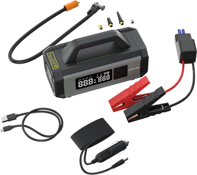 جهاز تشغيل بطارية سيارة Lenyes LCI202 وضاغط هواء 10000mAh 150W إضاءة LED تيار بدء 400A | Lenyes LCI202 Jump Starter Air Compressor 10000mAh 150W LED 400A 5 Modes