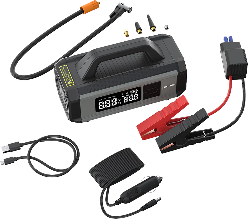 جهاز تشغيل بطارية سيارة Lenyes LCI202 وضاغط هواء 10000mAh 150W إضاءة LED تيار بدء 400A | Lenyes LCI202 Jump Starter Air Compressor 10000mAh 150W LED 400A 5 Modes