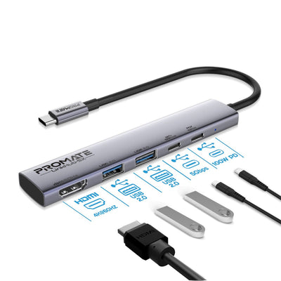 Promate LinkHub-5X 5-in-1 USB-C hub with 4K 60Hz HDMI - main view