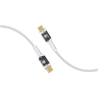 Promate LucidLine-CC200 White 100W transparent USB-C cable with LED light - main view