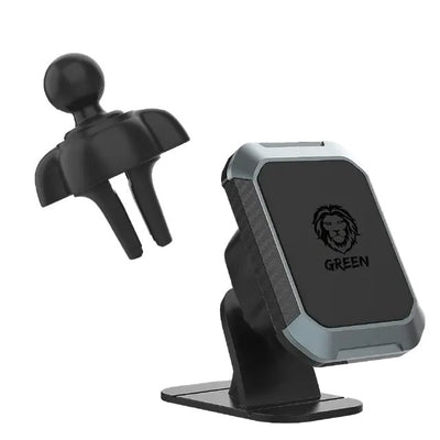 حامل هاتف جرين لايون 2 في 1 المغناطيسي للسيارة - اسود | Green Lion 2-in-1 Magnetic Car Phone Holder – Black