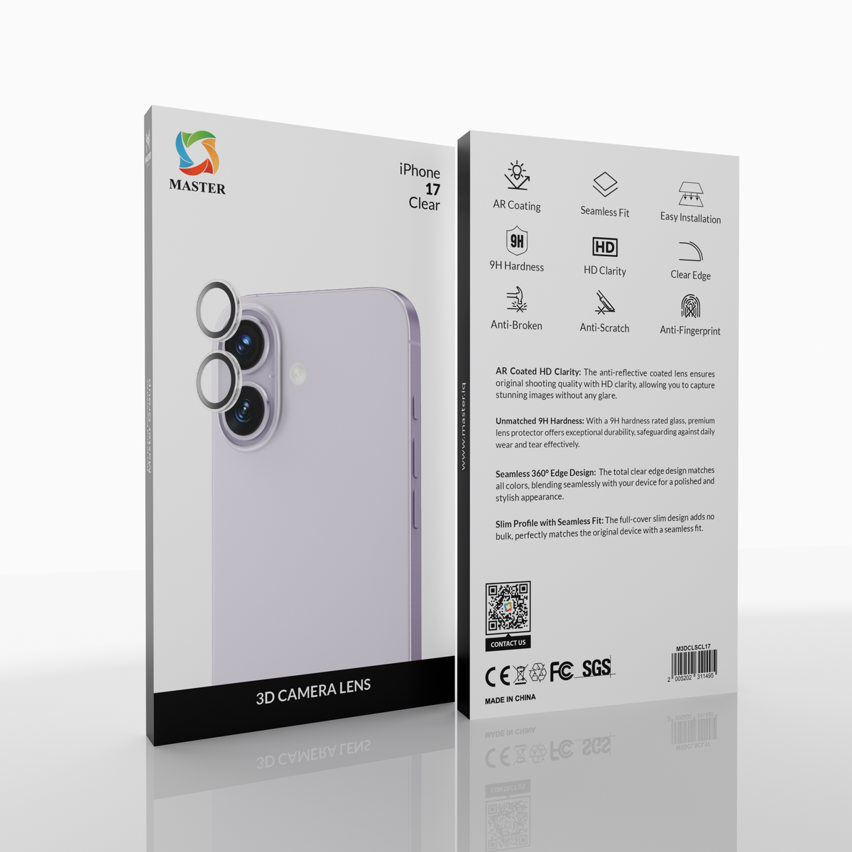 Master 3D Camera Lens Clear for iPhone 17 | عدسة كاميرا 3D شفافة لآيفون 17