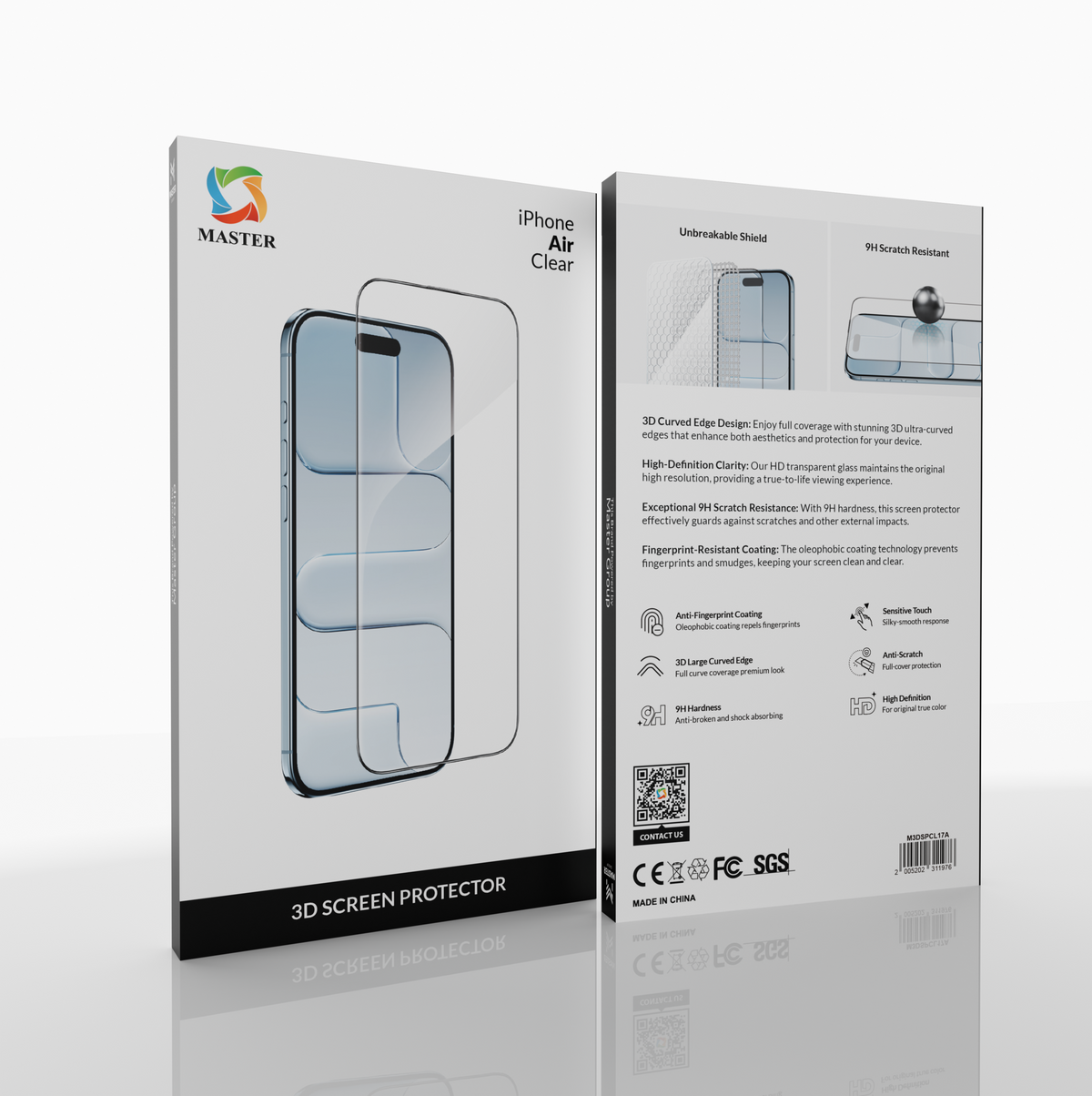 Master 3D Screen Protector Clear for iPhone 17 Air | واقي شاشة 3D شفاف لآيفون 17 إير