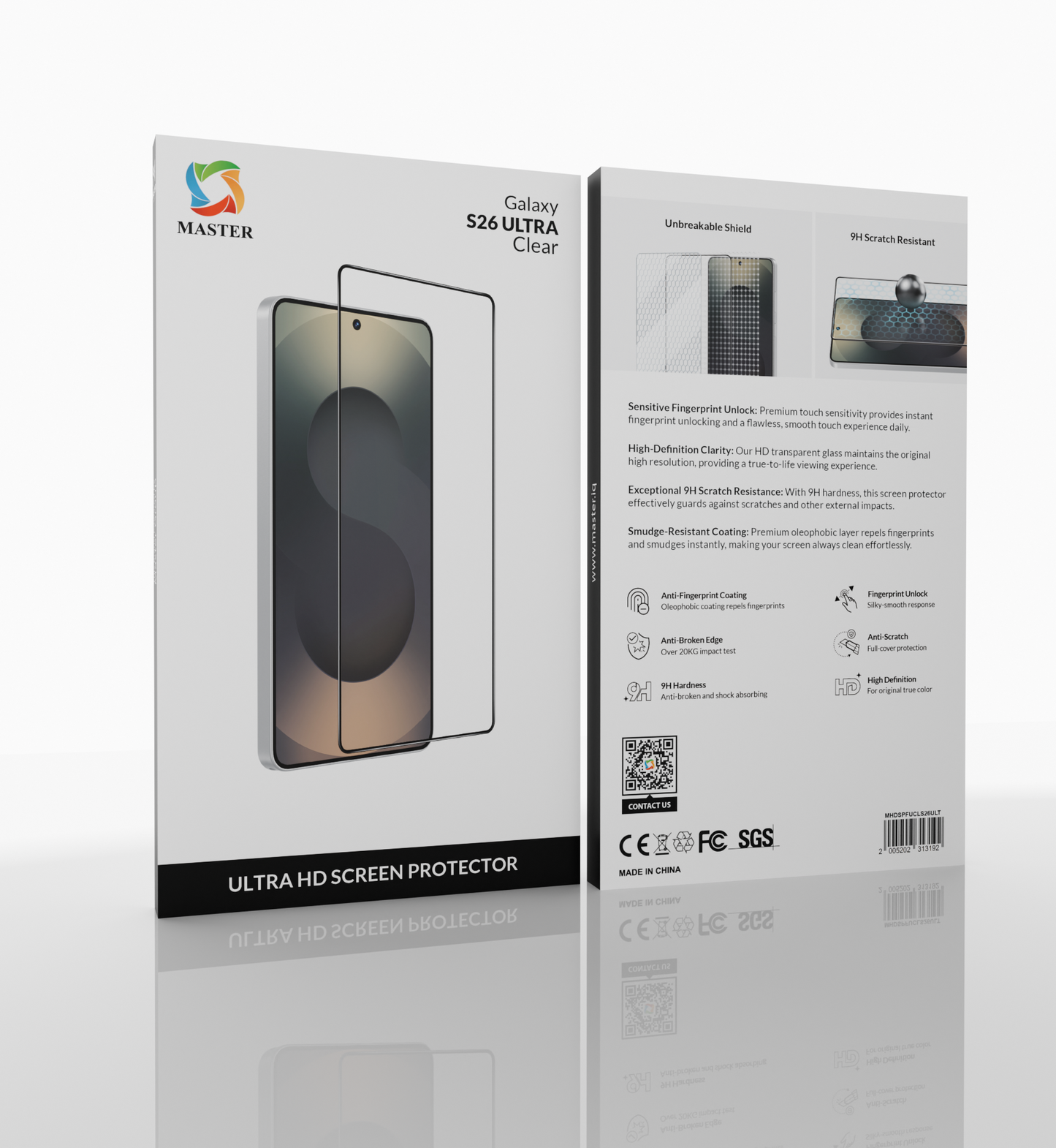 Master Ultra Clear Glass HD Screen Protector for Samsung Galaxy S26 Ultra | واقي شاشة زجاج ماستر ألترا كلير HD لسامسونج غالاكسي S26 ألترا