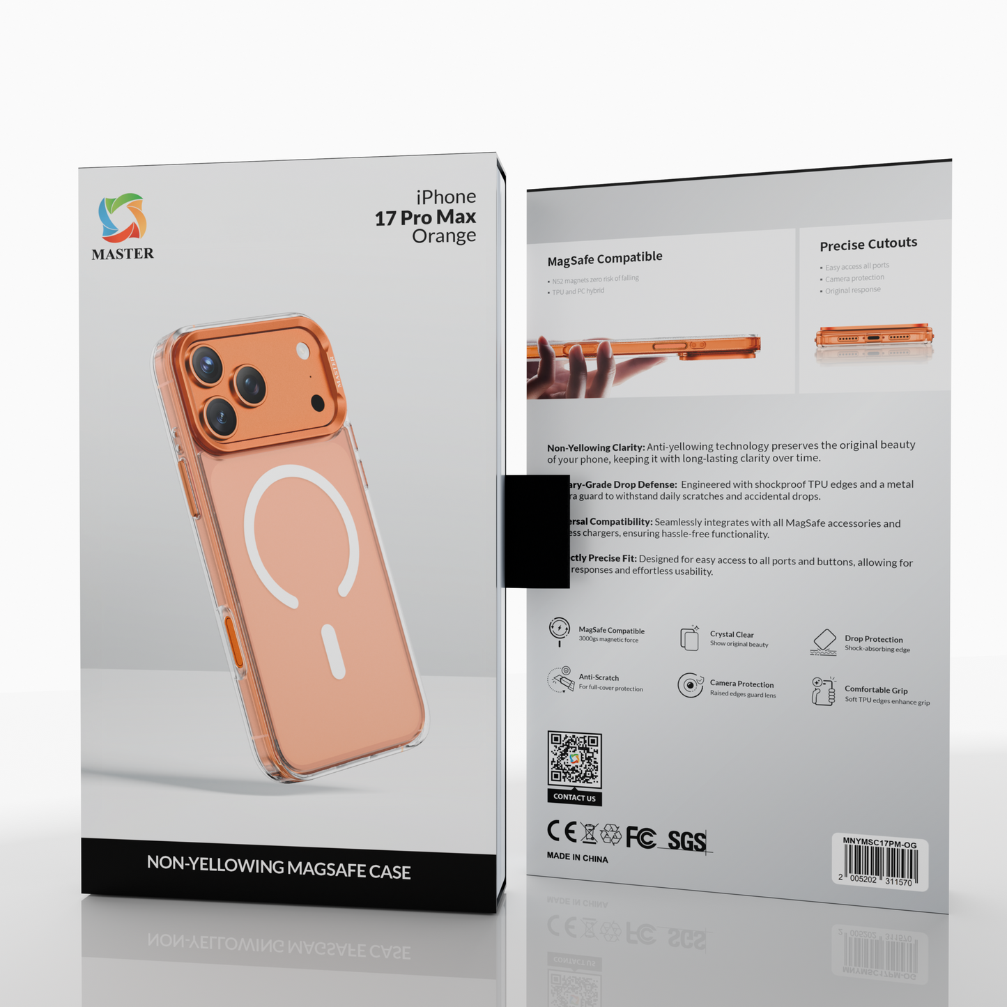 Master Anti-Yellowing MagSafe Case for iPhone 17 Pro Max – Clear | كفر ماستر مضاد للاصفرار مع MagSafe لآيفون 17 برو ماكس