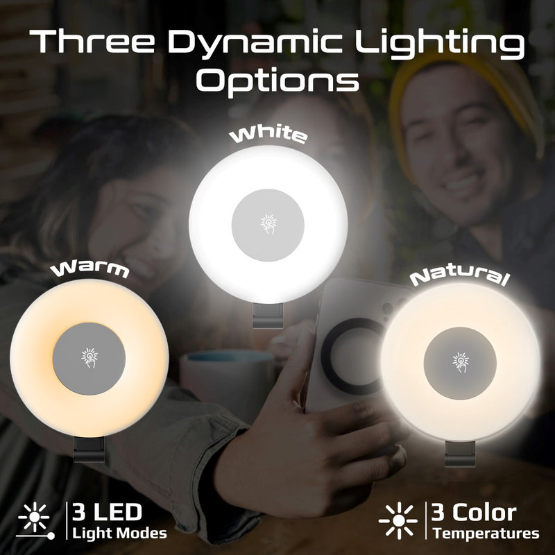 Promate MagHalo ring light attached to phone MagSafe
