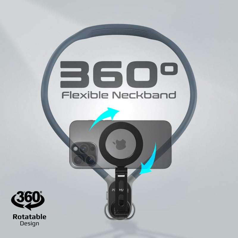 Promate MagView Blue neckband POV mount - angle view