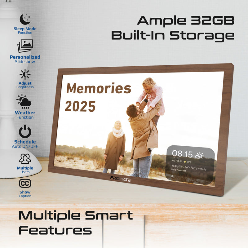 Promate Memoria-15 Pine touchscreen photo frame displaying image