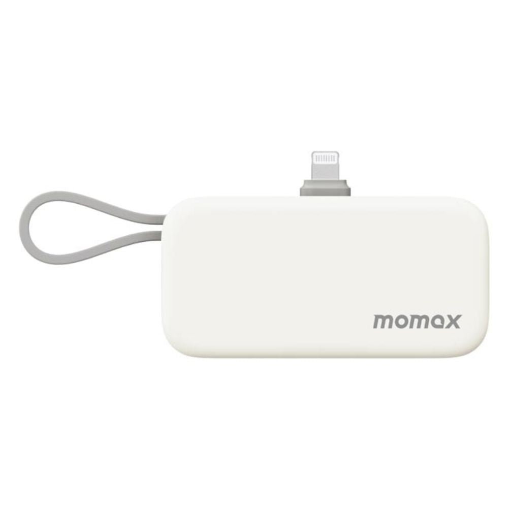 باور بانك موماكس 1-بور ميني بسعة 5000 مللي امبير مع وصلة لايتننغ مدمجة | Momax 1-Power Mini, 5000mAh Portable Battery Pack with Built-in Foldable Lightning Connector