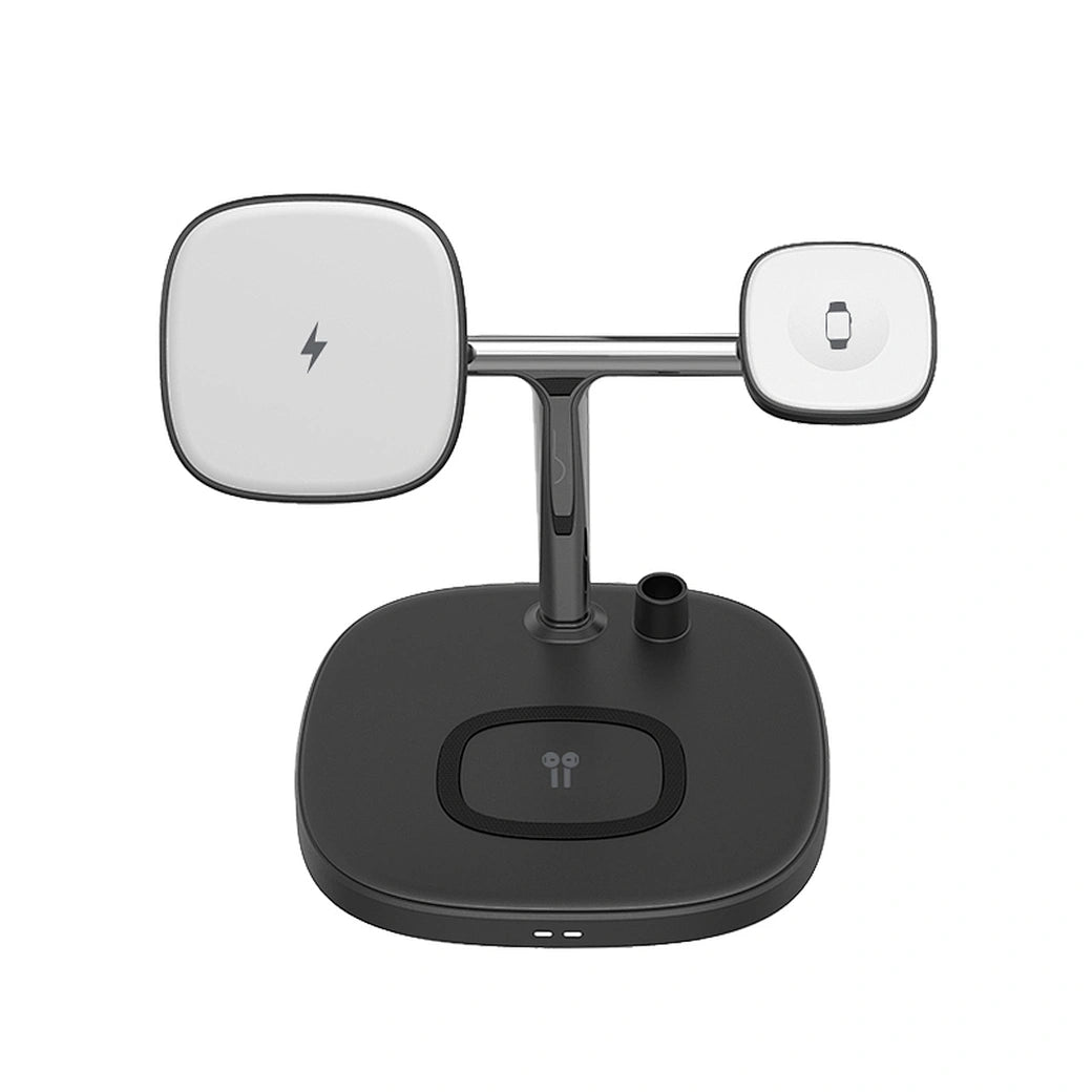 شاحن ويوو 4 في 1 اللاسلكي السريع, متوافق مع ماج سيف | WiWU 4 in 1 Wireless Magsafe Phone Stand Fast Charging Charger