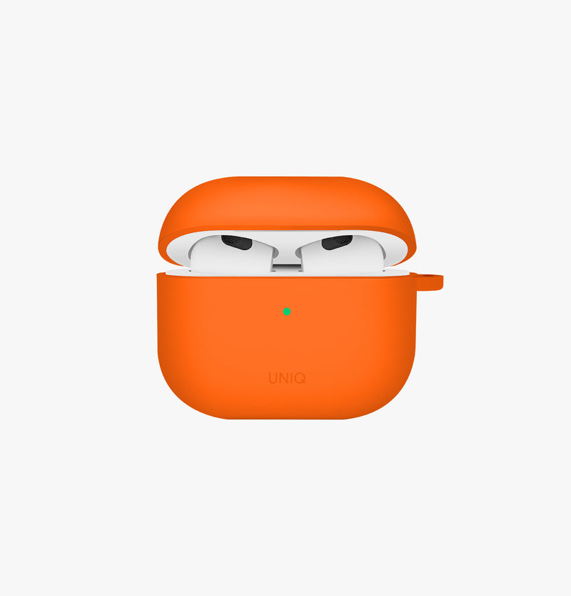 UNIQ Nexo active silicone AirPods 4 case with ear hooks Volt Orange