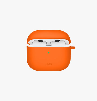 UNIQ Nexo active silicone AirPods 4 case with ear hooks Volt Orange