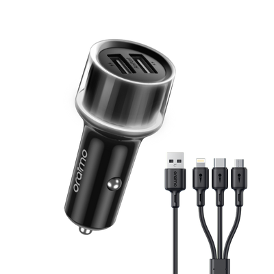 Oraimo OCC-1152D-X93 Car Charger Kit Black - Charger with 3-in-1 Cable