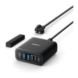 Şarjêra 6-Portî ya Anker GaN 112W - Reş | Şarjêra 6-Portî ya Anker 112W GaN (3A3C) - Reş
