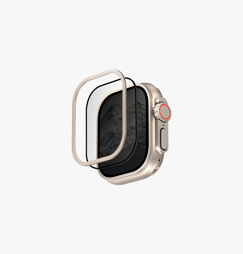 UNIQ Optix Duo Pro tempered glass with stainless steel bezel for Apple Watch Ultra 49mm