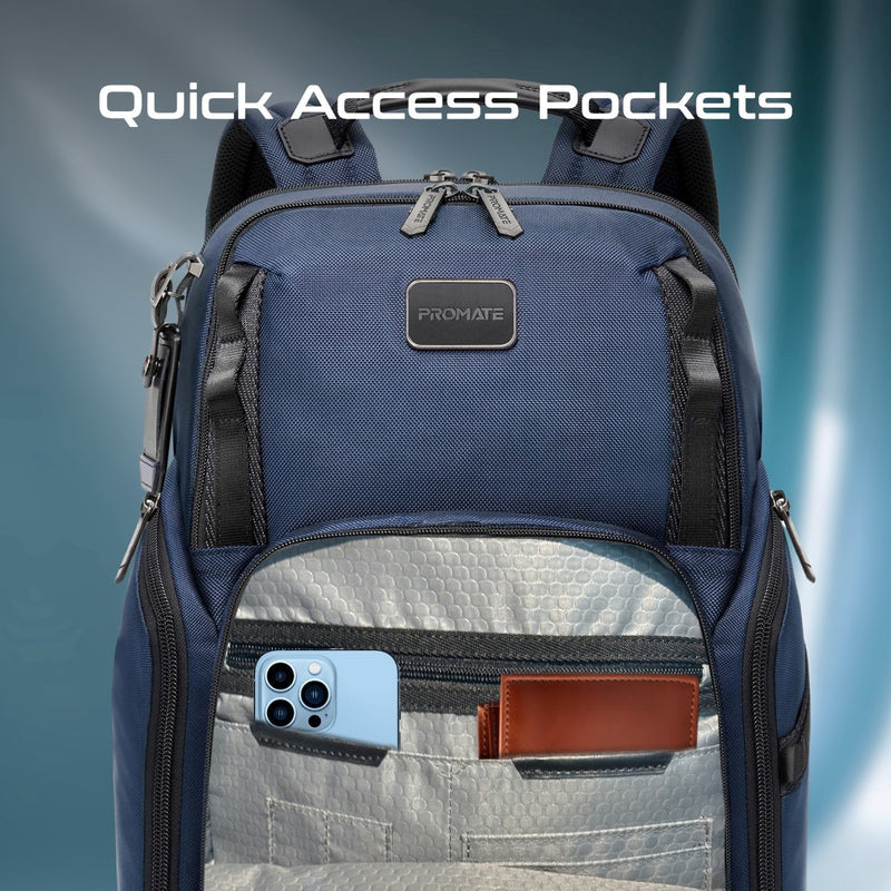 Promate Oracle-BP Laptop Backpack 15.6 inch 28L Tag Tracker Blue-Compartments
