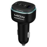 شاحن سيارة باورولوجي 140 واط ثلاثي المنافذ – شحن سريع USB-C و USB | Powerology 140W Triple-Port High Power Car Charger Fast Charging