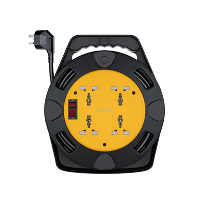 بكرة تمديد كهربائي Porodo 4AC Extension Cable Reel with UK Plug (10m Wire) - Black | 4 مقابس 2500W