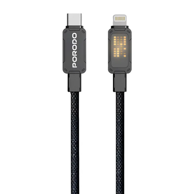 Porodo USB-C to USB-C/Lightning Braided Cable - Black | كابل بورودو المضفر USB-C إلى USB-C/Lightning - أسود