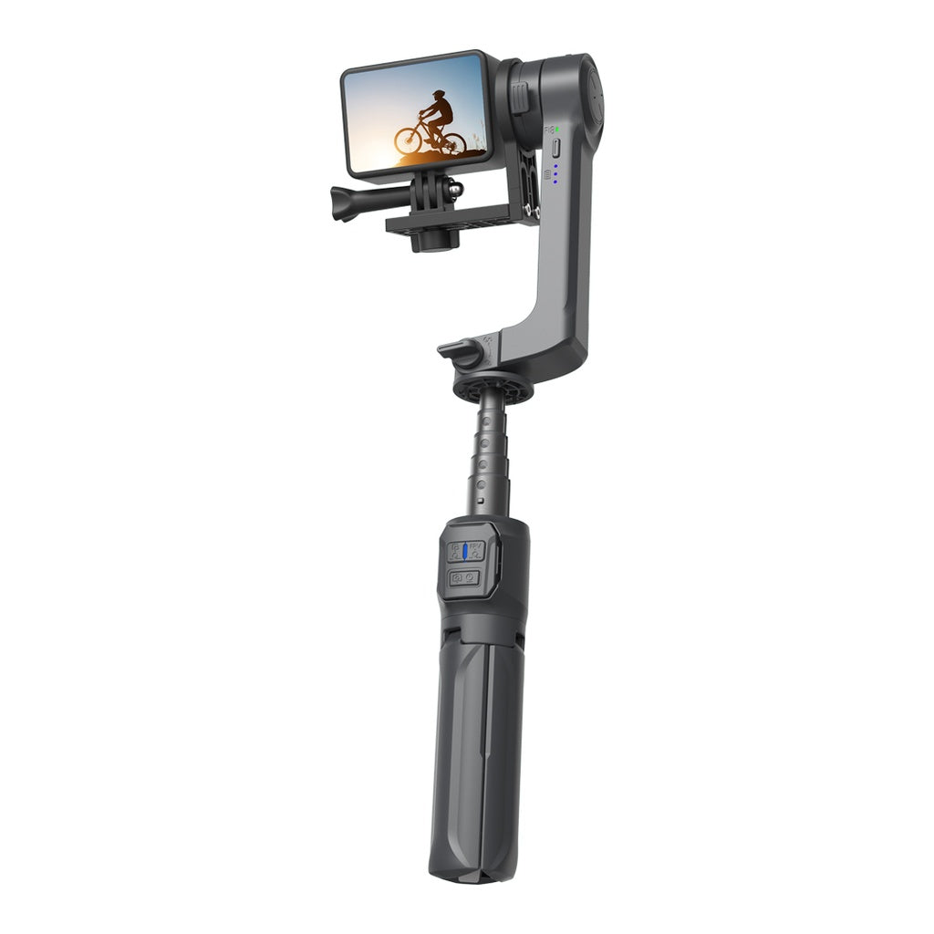 مثبت كاميرا بورودو مانع للاهتزاز مع تحكم مركزي دوار - اسود | Porodo Anti-Shake Gimbal with Rotatable Central Control - Black