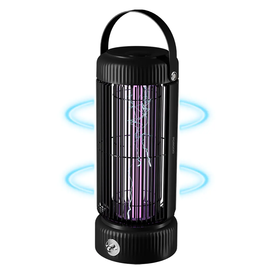 مصباح قاتل الحشرات الكهربائي بورودو بسعة بطارية 2000 مللي امبير وبمنفذ تايب سي - اسود | Porodo Lifestyle Electric Insect Killer Lamp 2000mAh Type-C - Black