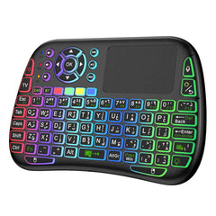 لوحة مفاتيح بورودو اللاسلكية المدمجة مع لوحة لمس واضائة RGB - اسود | Porodo Mini Wireless Keyboard Touch Combo with RGB Light – Black.