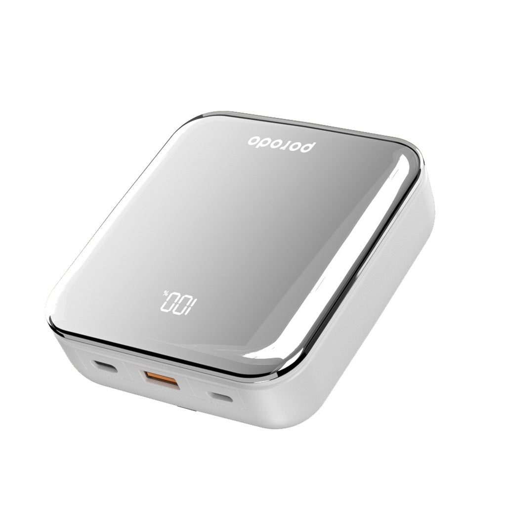 باور بانك بورودو بسعة 20000 مللي امبير مع 3 كيبلات مدمجة, تايب اي وتايب سي ولايتننغ | Porodo Compact Power Bank 20000mAh with Built-In Cable USB-A, Type-C and Lightning.