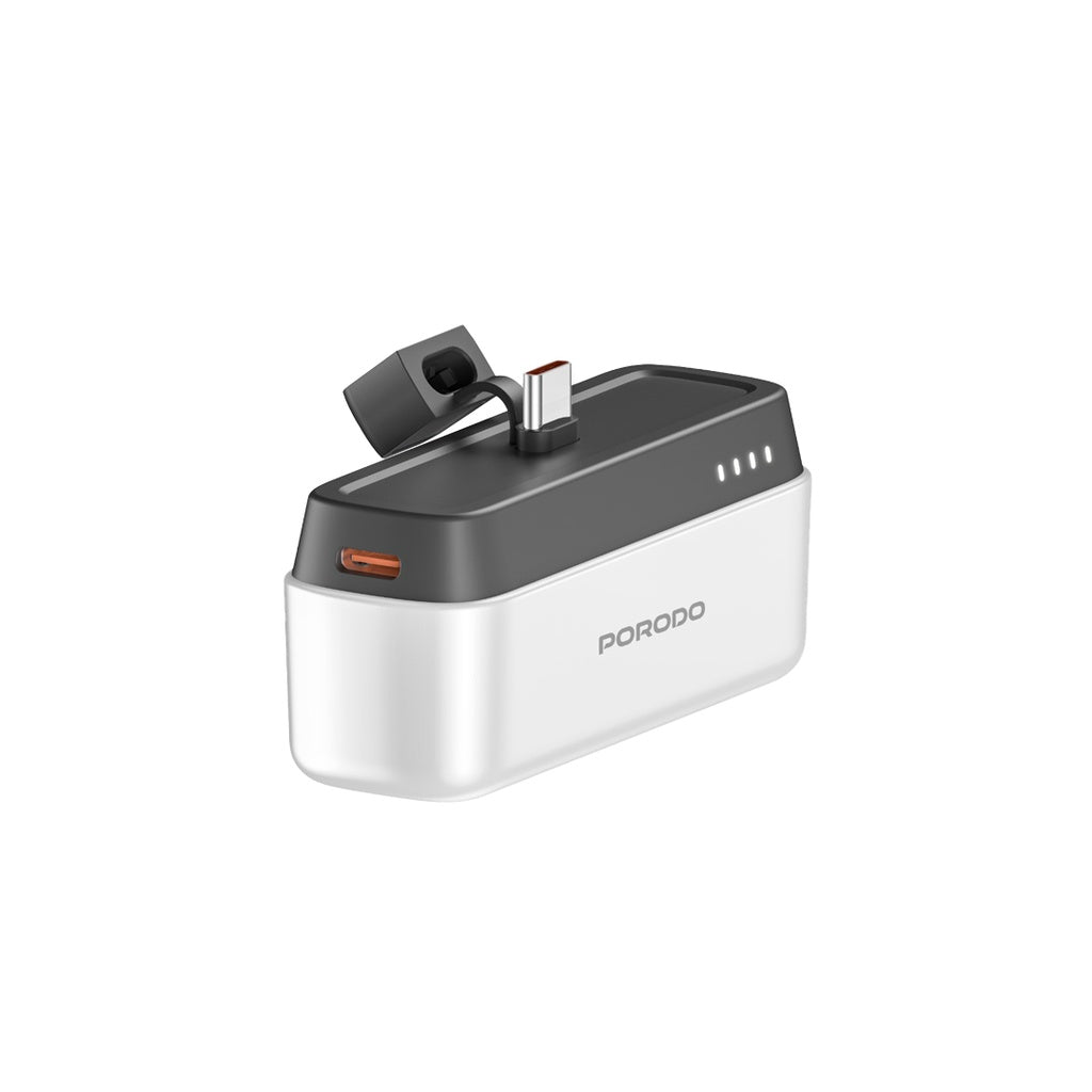 باور بانك بورودو بسعة 5000 مللي امبير مع موصل تايب سي, شحن سريع بقدرة 20 واط | Porodo 5000mAh Power Bank with Type-C Connector – PD 20W Fast Charging.