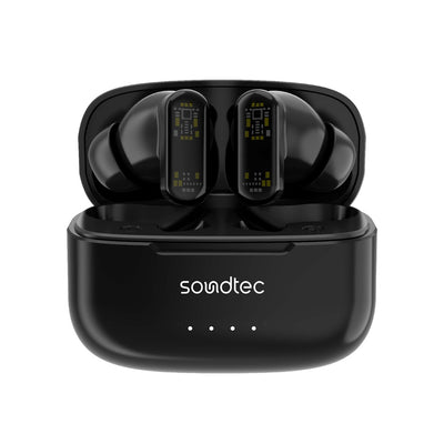 سماعة بورودو ساوندتيك الشفافة TWS بعزل ضوضاء ANC و ENC, تشغيل حتى 7 ساعات | Porodo Soundtec ANC & ENC TWS Earphone with Transparent Earbuds, 7H Playtime.