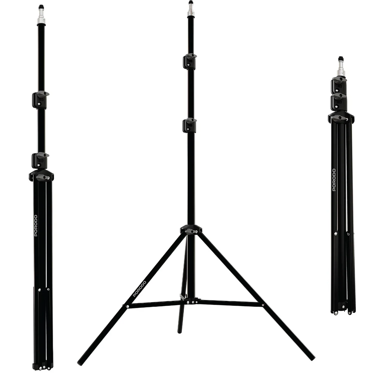 حامل ثلاثي قابل للتمديد بورودو لإضاءة التصوير - أسود | Porodo Expandable Tripod Stand For Photography Light – Black