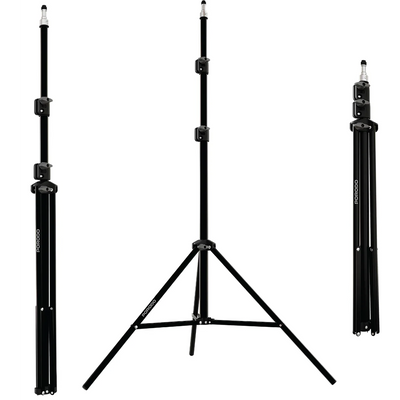 حامل ثلاثي قابل للتمديد بورودو لإضاءة التصوير - أسود | Porodo Expandable Tripod Stand For Photography Light – Black