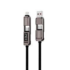 كيبل بورودو أربعة في واحد بقدرة 240 واط وشاشة رقمية - رمادي | Porodo 4-1 Cable with 240W Digital Display – Grey