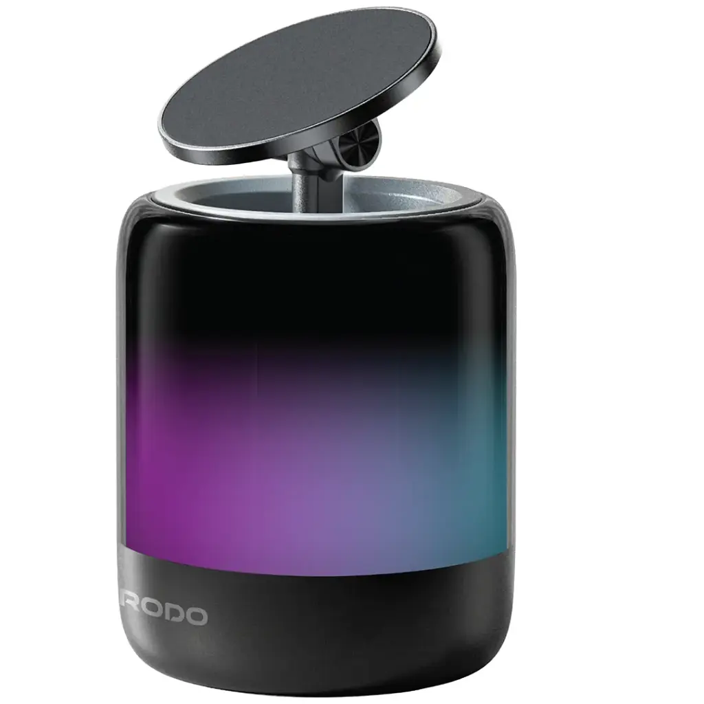 حامل هاتف ومكبر صوت Porodo SyncGlow مع أضواء إيقاعية | Porodo SyncGlow Phone Holder & Speaker with Rhythmic Lights