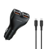 شاحن سيارة بورودو DualPower بقدرة شحن 102 واط مع كيبل تايب سي الى تايب سي - اسود | Porodo Dualpower 102W Car Charger USB-C To USB-C Cable - Black