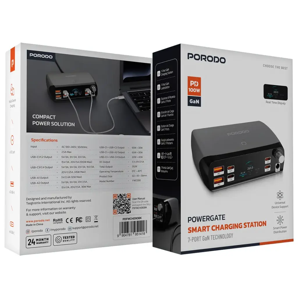Porodo PowerGate Smart Charging Station | محطة الشحن الذكية Porodo PowerGate