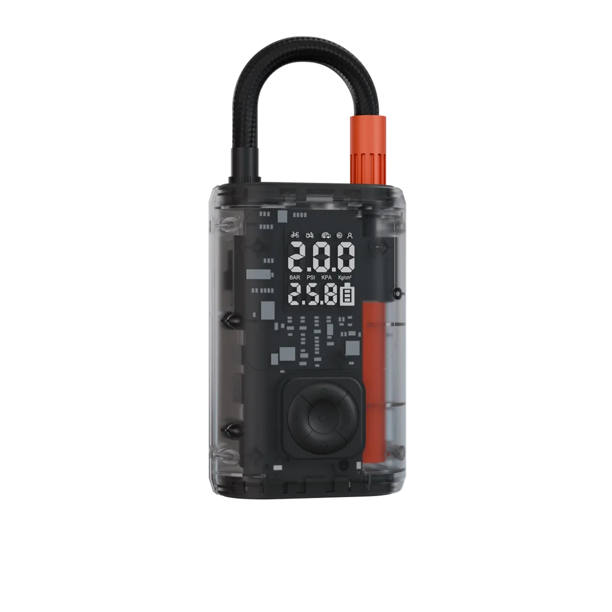 منفاخ إطارات سيارة بورودو Vyrox بضغط 150PSI وبطارية 2000mAh - أسود | Porodo Car “VYROX” Tyre Inflator 150PSI 2000 mah 60w – Black