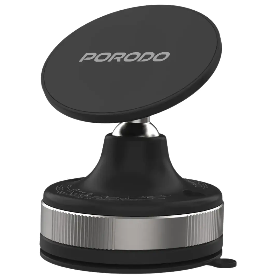 حامل هاتف بورودو المغناطيسي بقاعدة شفط دوارة 360 درجة - ابيض | Porodo 360° Rotatable Adjustable Magnetic Vacuum Suction Holder – White